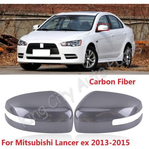 CAPQX 2PCS For Mitsubishi Lancer ex 2013-2015 Carbon Fiber Car Side Rearview Mirror Decoration Cover Mirror Trim Garnish Shell
