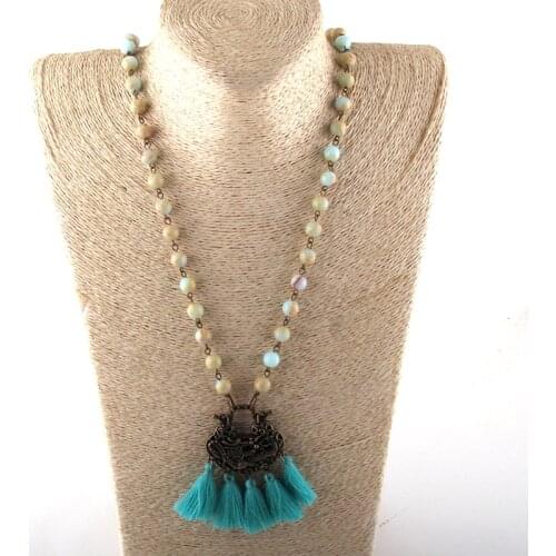 New Styles Fashion Jewelry Natural Stone Rosary Chain Dragon Pendant Necklaces For Women Ethnic Necklace