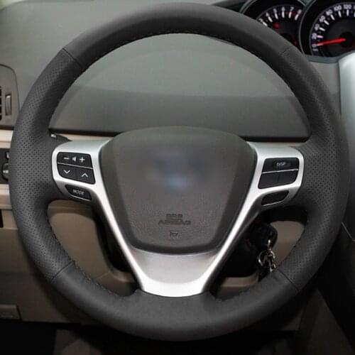 Handsewing Black Artificial Leather Steering Wheel Covers for Toyota Verso EZ Avensis