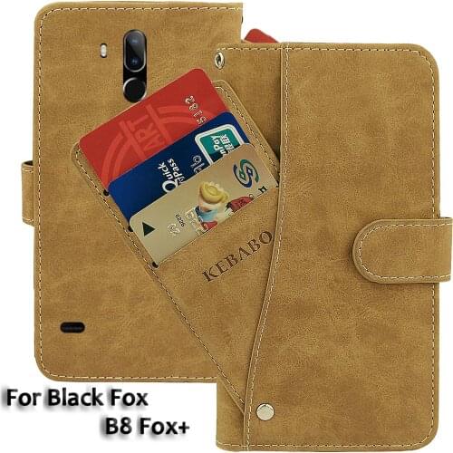 Vintage Leather Wallet Black Fox B8 Fox+ Case 6.08" Flip Luxury Card Slots Cover Magnet Phone Protective Cases Bags