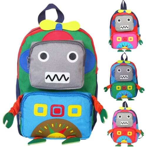 1-5 Year Old Children 3D Cartoon Robot Backpack Boy and Girl School Bag Kindergarten Backpack Baby Fashion Travel Bag Decoration