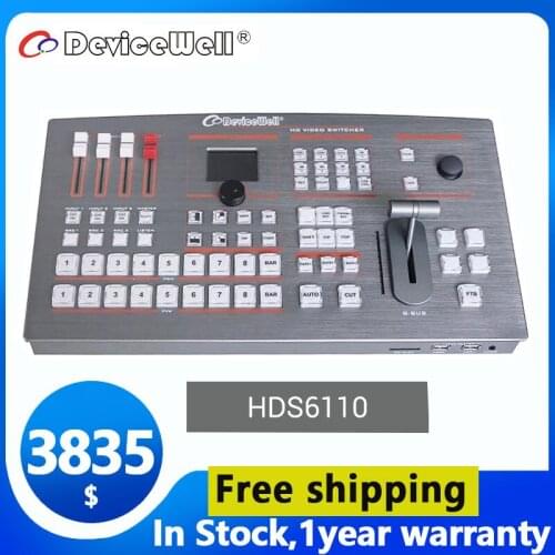 DeviceWell HDS6110 HD wideo 10 CH DVI USB2 SDI8 SD HD 3G Multiview PGM PVW mikser sterowanie kamerą nowy przełącznik