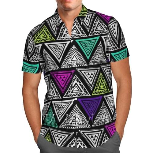 3D Triangle Pattern Hawaiian Shirt Short Sleeve Shirt Personality Beach Shirt Streetwear Oversized Chemise Homme Camisa Hombre