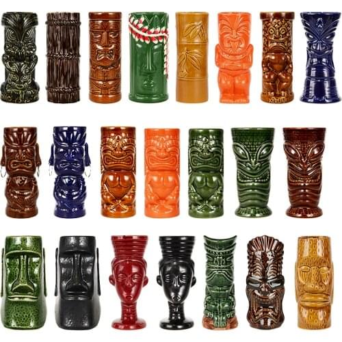Hawaii Ceramic Tiki Mug Creative Porcelain Beer Wine Mug Cup Easter Islander Bar Tools