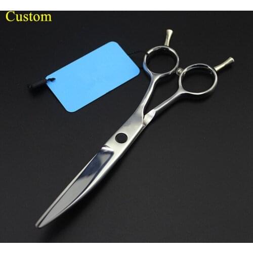 Custom professional japan 440c 6 inch Curved hair scissors makeup scissor hair cutting barber shears makas hairdressing scissors