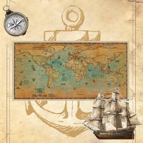 Nautical Ocean Sea world map Retro old Art Paper Painting Home Decor Sticker Living Room Poster Cafe Antique poster 100*50cm