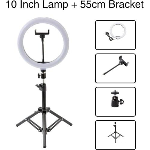 10" Led Photographic Light Ring Selfie RingThree-color Light Adjustable For Smartphone Youtube Video Studio Makeup Tripod Light