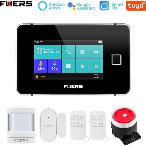 G60 Fingerprint Alarm Tuya WiFi GSM Home Security Alarm System Touch screen Temperature Humidity Display Smart Alarm Kit
