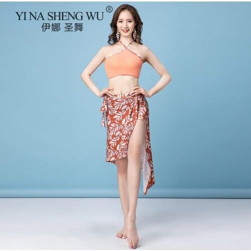 Belly Dance Clothes Summer New Sling Top Printed Short Skirt Suit Practice Feminine Oriental Belly Dance Beginner Training Set