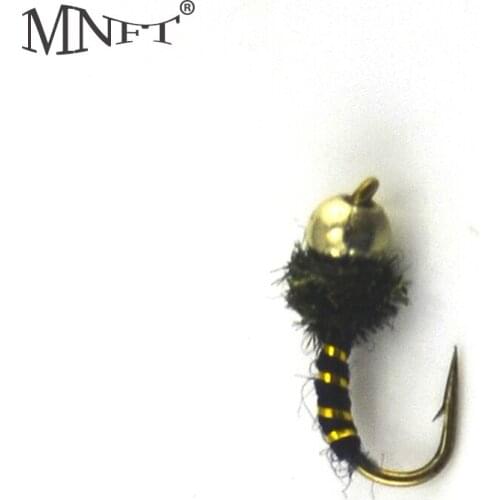 MNFT 10PCS 14# Golden Hooks Bead Head Nymph Fly Fishing Peacock Nymph Flies Trout Fishing Nymph Lures