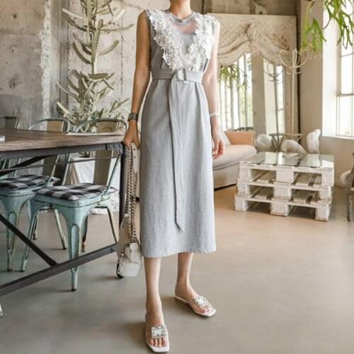 Fashion new arrival comfortable lace applique formal dress temperamental work style high quality elegant long a-line dress