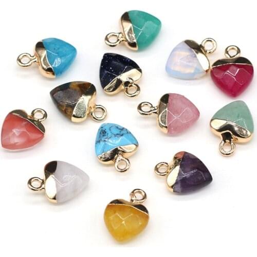 Fashion Natural Stone Small Pendant Heart-shape Aventurine Jades Crystal Charms Pendants for Jewelry Making DIY Necklace Earring