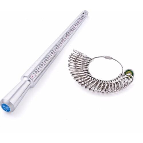 Aluminium Ring Mandrel Stick and Alloy Ring Sizers Measuring Jewelry Tool Set