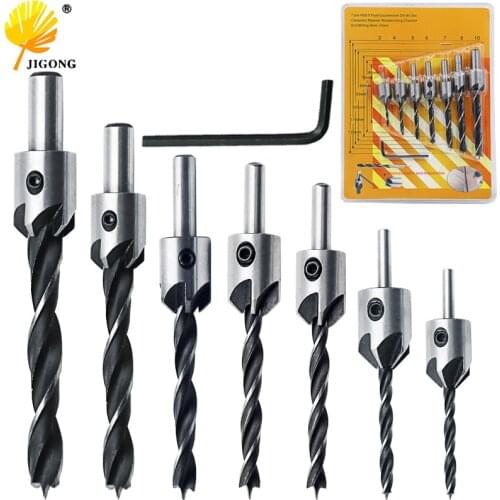 8pcs Countersink Drill Bits Set HSS Wood Drilling Reamer Kit For Woodworking Chamfer Power Tools 3mm 4mm 5mm 6mm 7mm 8mm 10mm