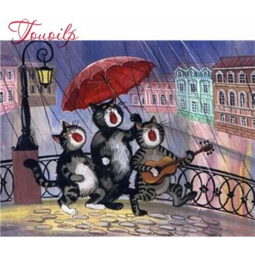 Kits bricolage point de croix broderie diamant | Peinture diamant 3 chat 40*30cm 3d carré mosaïque de diamant, mode collée