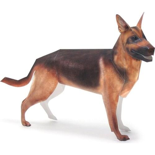 German Shepherd Dog Pet Paper Model Realistic Animal Mini Cute Folding 3D Papercraft DIY Kids Adult Handmade Craft Toys WE-030