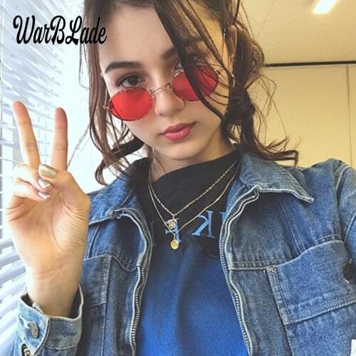 2021 New Oval Sunglasses gold black retro pink red sun glasses women mirror small round sunglasses mens flat lens UV400