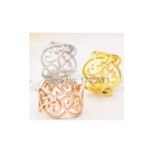 New hollow love rings for women stainless steel ring, fashion Pink gold color heart women rings party gift jewelry