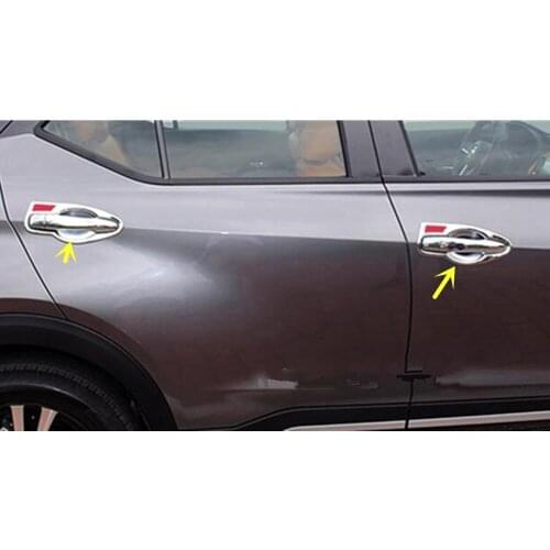 Car Cover Detector Trim ABS Chrome External Door Bowl Stick Lamp Frame Moulding 8pcs For Nissan Kicks 2017 2018 2019 2020