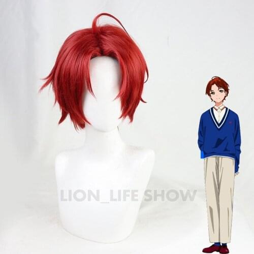 Anime WONDER EGG PRIORITY Sawaki Momoe Cosplay Wig Red Short Hair Props Heat-resistant Fiber Hair + Free Wig Cap