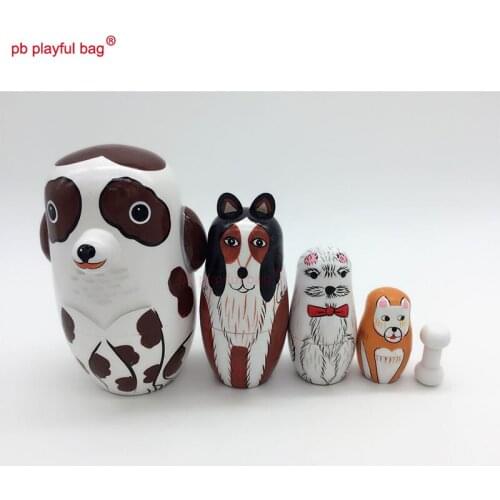PB Playful bag Five layer spotted dog Russian Doll Set cute and interesting crafts wooden toy set childrens Christmas gift HG22