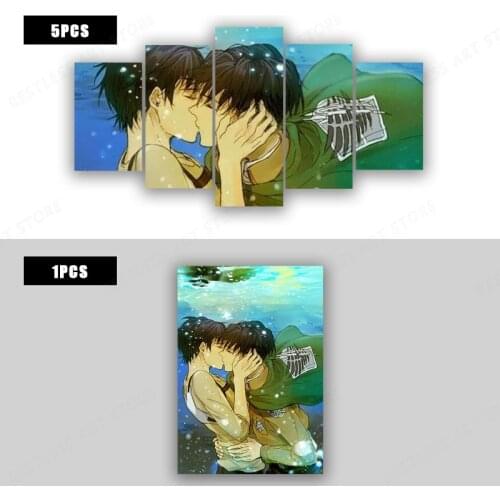 Attack on Titan Kiss Posters and Prints Japanese Anime Canvas Painting Levi Jaeger Wall Art Pictures for Living Room Decor Yaoi
