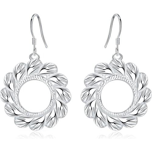 New 925 Sterling Silver Earrings With Rotating Ring For Woman Glamour Jewelry Wedding