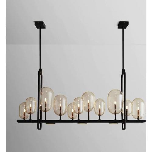 Nordic Dining room Black Chandelier Restaurant Iron retro Lighting Novelty Glass ball cafe deco Hanging Lights