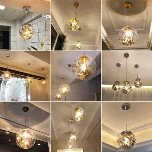 Nordic glass ball diamond pendant lamp design lamp modern led chandelier ventilador de techo lampes suspendues avizeler