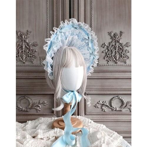 Sweet Handmade Gorgeous Lolita BNT Hat Tie Headband Multi Layer Lace Romance Palace Style Bows Trim Original Design