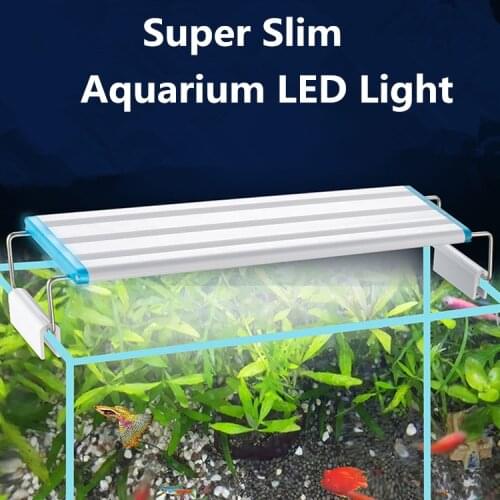 Super Slim Aquarium LED Light Clip Lamp Fish Tank Aquatic Plant Grow Lighting Extensible Waterproof Aquarium Decoration 220V