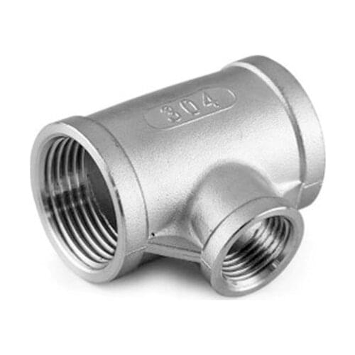 1/8" 1/4" 3/8" 1/2" 3/4" 1" 1-1/4" 1-1/2" BSP Female Thread Tee Three Way 304 Stainless Steel Pipe Fitting Reducer Connector