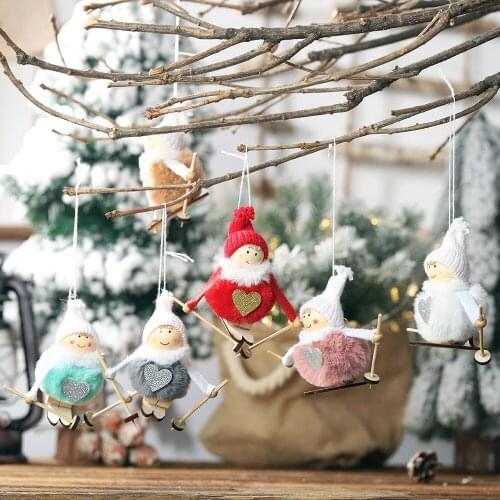 1pcs Christmas Tree Decorations Cute Girl Ski Pendant Home Decoration Accessories Kids Toys Gift