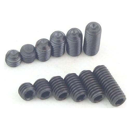 10pcs M3 M4 12.9 carbon steel Point end set screws face hexagon set screws black for RCmodel