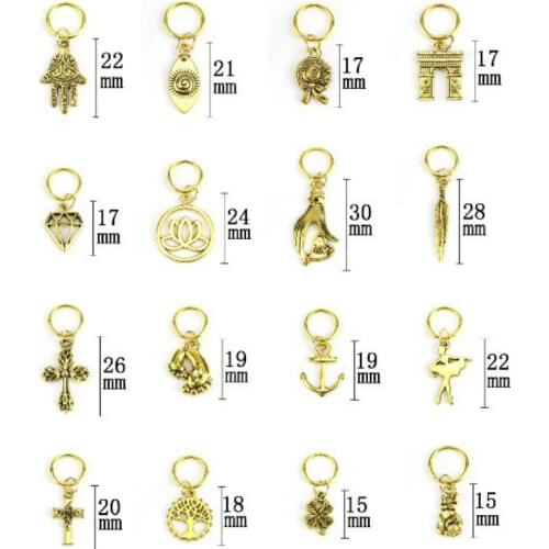 10pcs/set Vintage Gold Hair Ring Leaves Charms Hair Braid Dread Dreadlock Beads Clips Cuffs Rings Dreadlock Hair DIY Accessories