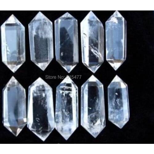 10 Pieces NATURAL CLEAR QUARTZ CRYSTAL DOUBLE POINTS HEALING From Brazil , Wholesales , Free Shipping