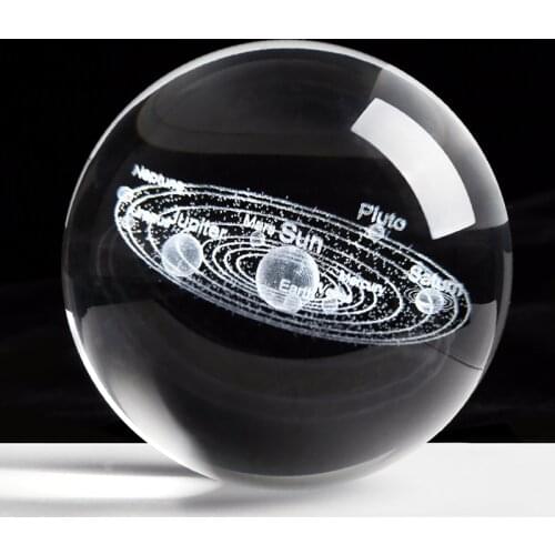 100 mm 3D Solar System Crystal Ball Miniature Laser Engraved Planet Model Sphere Gift for Astrophile Home Decor Ornament