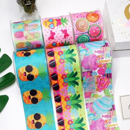 3 inch 75mm 38mm 25mm Fruit Characters Printed Grosgrain Ribbon bow gift wrapping 27929