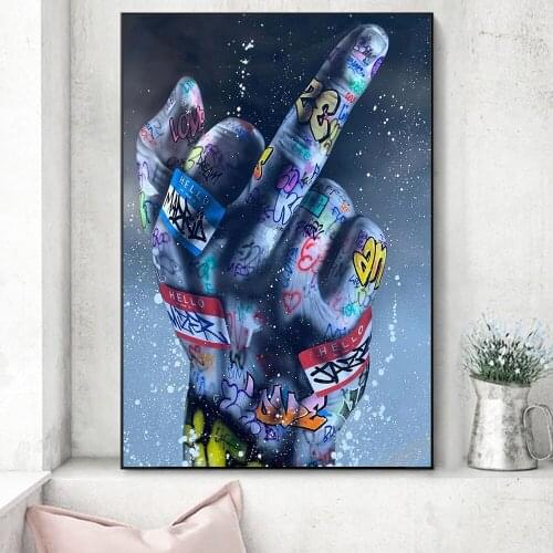 Abstract Graffiti Tattoo Hand In Hand Canvas Painting Posters And Prints Street Art Picture On Wall Art Fabric Room Decoration