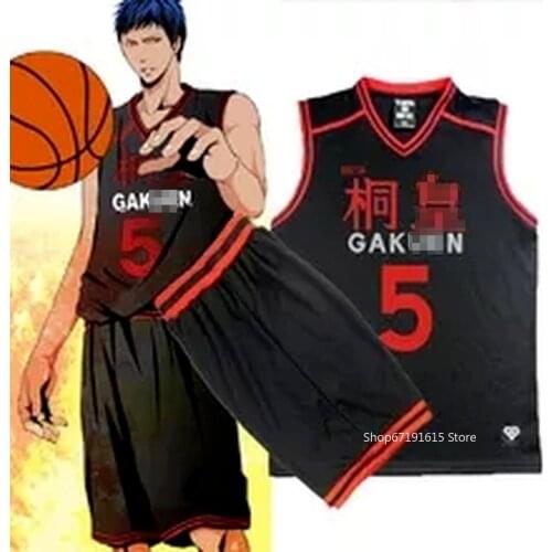Anime Kuroko No Basket Basuke Cosplay Costume GAKUEN School Uniform Aomine Daiki Jersey Sportswear T Shirt Shorts NO 4.5.6 Gift
