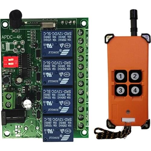 3000m DC12V 24V 4CH Radio Controller RF Wireless Remote Control Overhead travelling crane System Receiver+ number keys Remote