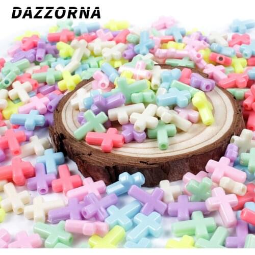 12x16mm 100/200/300Pcs Mixed Cross Beads Plastic Acrylic Spacer Beads For Jewelry Making Necklace DIY Bracelet Accesory