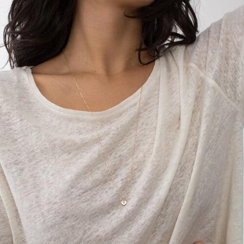 Long Necklace Handmade Coin Choker Gold Filled Disk Pendant Letter Necklace Collier Femme Kolye Collares Women Jewelry