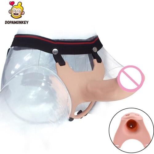 DOPAMONKEY Penis Enlargement Wearable Realistic Dildo Male Delay Ejaculation Adult Sex Products for Couple Strap on Sex Toy Shop