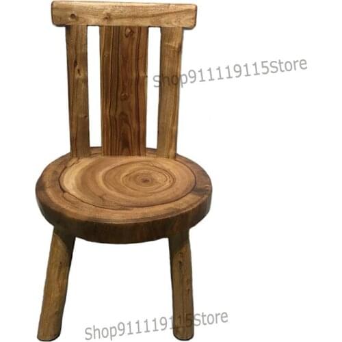 All Solid Wood Camphor Log Ecological Round Chair Indoor Guest Chair Master Chair Adult Dining Chair Simple Back Chair