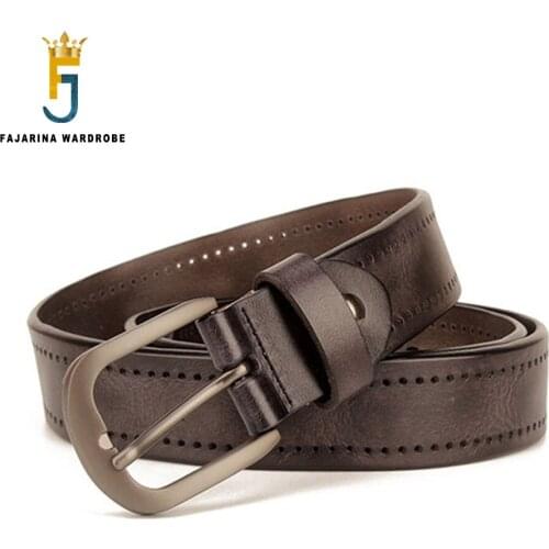 FAJARINA Top Quality Head Layer Pure Cowhide Belts Mens Waist Male Retro Hollowed Leisure Leather Belt for Men 3.8cm N17FJ900