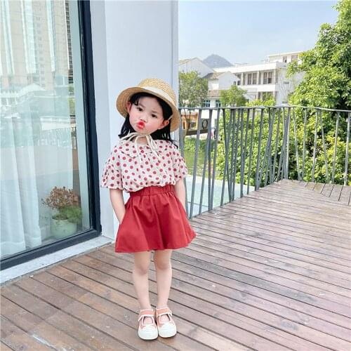 Cute Baby Girls Red Polka Dots Peter Pan Collar T-Shirt Tops+Shorts Pants 2Pcs Summer Short Sleeve Shirt Kids Casual Clothes Set