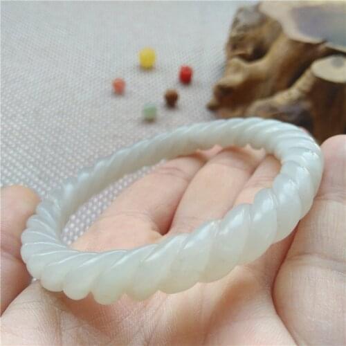 Natural hetian jade twist handcarved bangle bracelets women jade bangles jadeite jade jewelry bangle bracelet