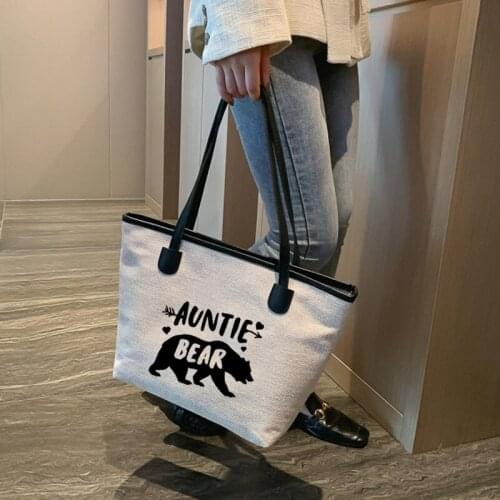 Auntie Bear Gift for Aunt Canvas Tote Bag Shoulder Shopper Shopping Bag