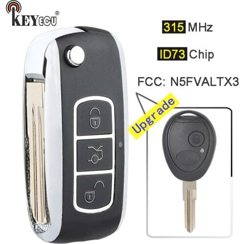 KEYECU 315MHz ID73 Chip FCC: N5FVALTX3 Upgraded Flip Folding 3 Button Remote Key Fob key for Land Rover Discovery 1999-2004